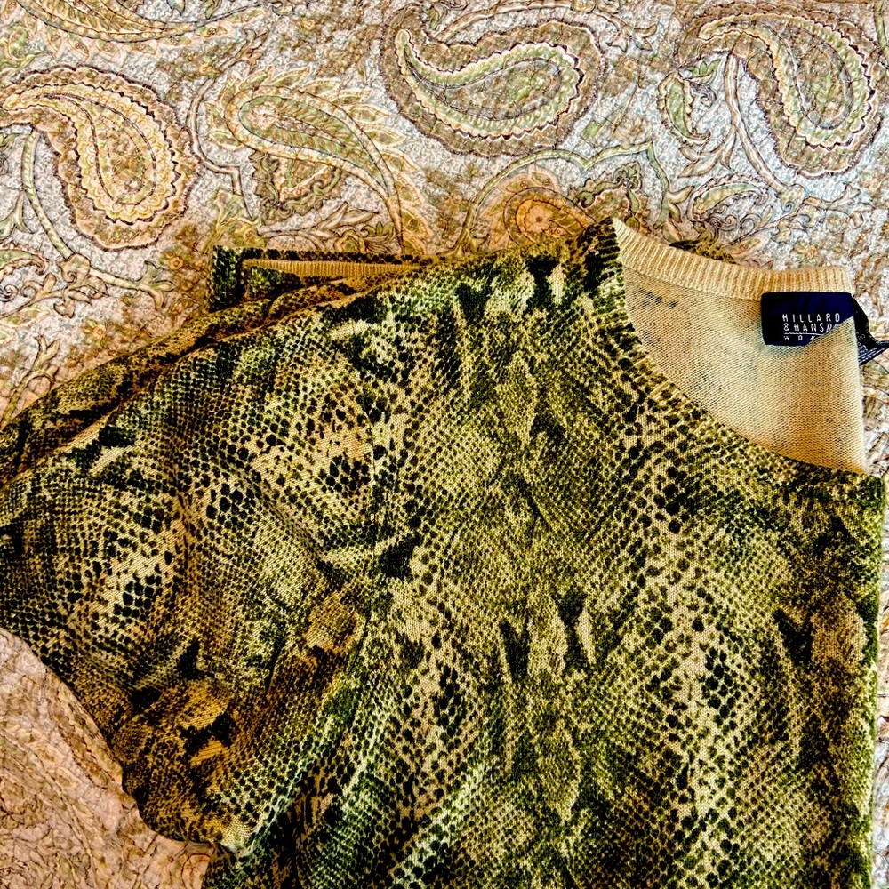 Green Snake Print Patterned Sweater